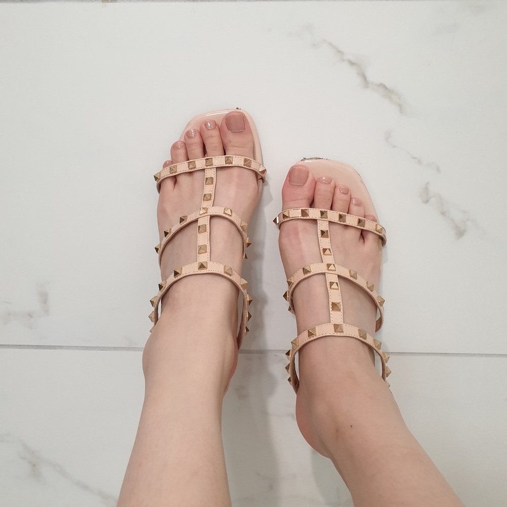Nude Rockstud Mules